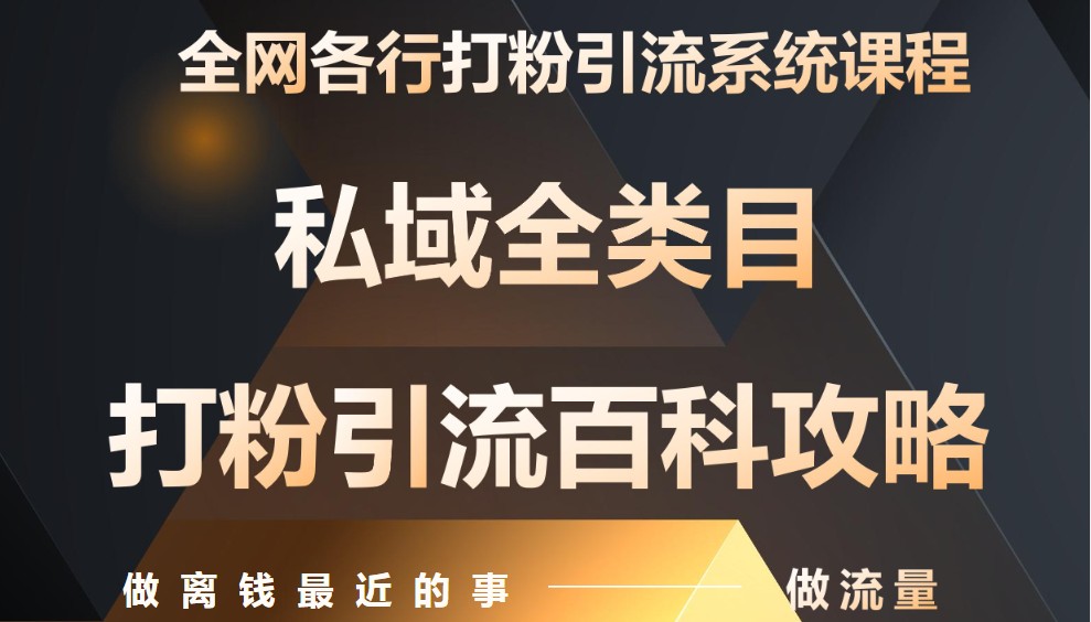 月入9万：全网唯一私域打粉引流神课，零基础手把手带你引流变现-极速网创