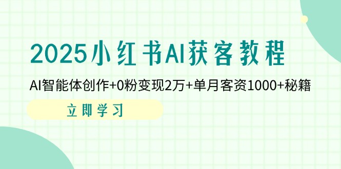 （14301期）2025小红书AI获客教程：AI智能体创作+0粉变现2万+单月客资1000+秘籍-极速网创