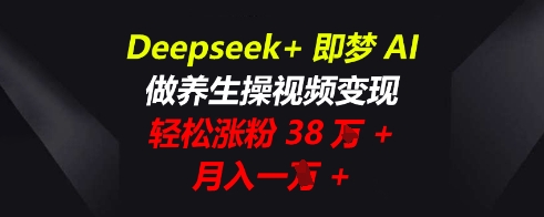 Deepseek+即梦AI，做养生操视频变现，轻松涨粉38W+，月入一W+-极速网创