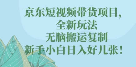 京东短视频带货项目，全新玩法，无脑搬运复制，新手小白日入好几张!-极速网创