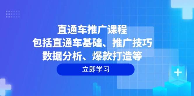 直通车推广课程：包括直通车基础、推广技巧、数据分析、爆款打造等-极速网创