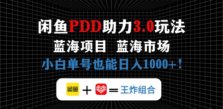 （14516期）闲鱼卖拼多多助力项目，蓝海市场新手也能单号日入1000+-极速网创