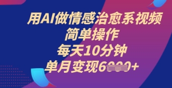 用AI做情感治愈系视频，简单操作，每天10分钟，单月变现6k+-极速网创