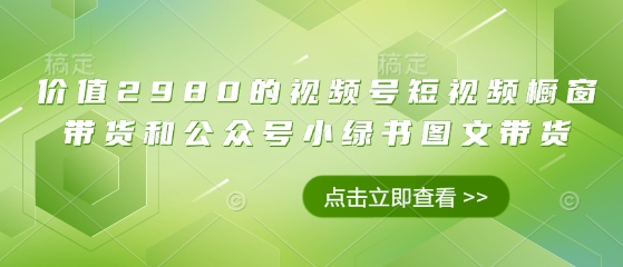 价值2980的视频号短视频橱窗带货和公众号小绿书图文带货-极速网创