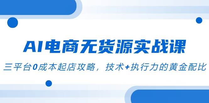 AI电商无货源实战课，三平台0成本起店攻略，技术+执行力的黄金配比-极速网创