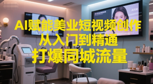 AI赋能美业短视频创作，从入门到精通，打爆同城流量，超级AI工具短视频实操落地-极速网创