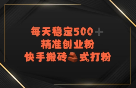 快手搬砖式打粉，每天稳定500+精准创业粉-极速网创