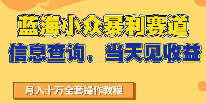 蓝海小众暴利赛道，信息查询，当天见收益，不讲玄学，7天搞了2万+-极速网创