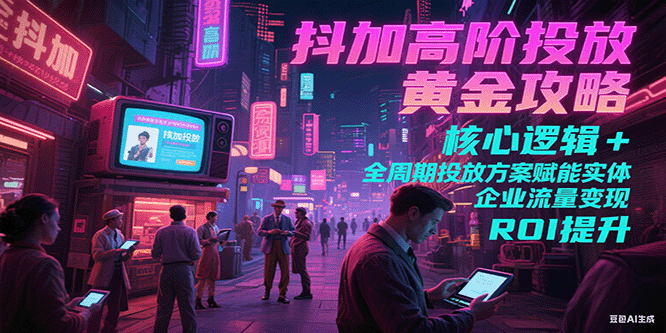 抖加高阶投放黄金攻略：核心逻辑全周期投放方案赋能实体企业流量变现 ROI 提升-极速网创