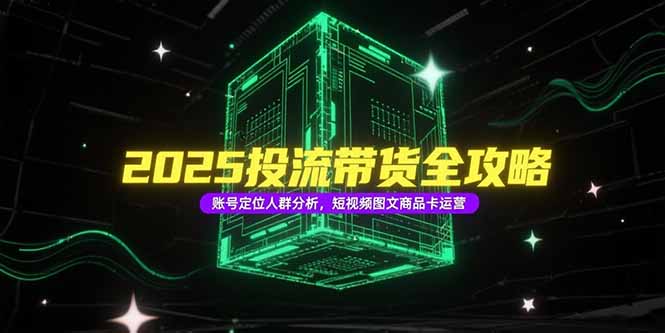 （15233期）2025投流带货全攻略，账号定位人群分析，短视频图文商品卡运营-极速网创