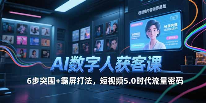 （15247期）AI数字人获客课，6步突围+霸屏打法，短视频5.0时代流量密码-极速网创