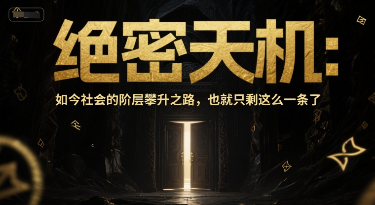 付费文章：绝密天机：如今社会的阶层攀升之路，也就只剩这么一条了-极速网创