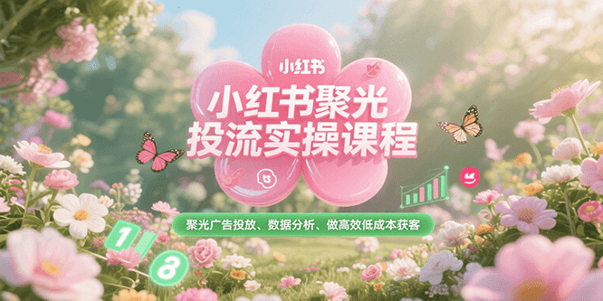 小红书聚光投流实操课程，聚光广告投放、数据分析、做高效低成本获客-极速网创