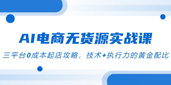 （14982期）AI电商无货源实战课，三平台0成本起店攻略，技术+执行力的黄金配比-极速网创