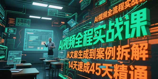 （15172期）AI视频全流程实战课，从文案生成到案例拆解，14天速成45天精通-极速网创