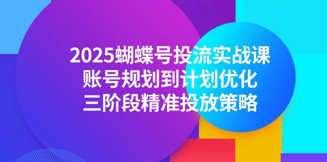 （14987期）2025蝴蝶号投流实战课，账号规划到计划优化，三阶段精准投放策略-极速网创