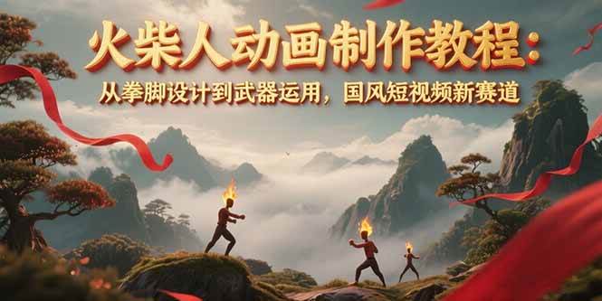 火柴人动画制作教程：从拳脚设计到武器运用，国风短视频新赛道-极速网创