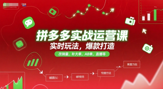 拼多多实战运营课，实时玩法，爆款打造，改销量，补大单，AB单，直播等（更新2025月）-极速网创