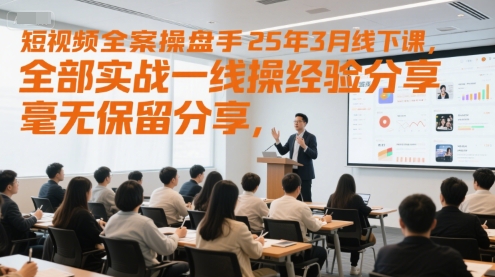 短视频全案操盘手25年3月线下课，全部实战一线操盘手经验分享，毫无保留分享，全是干货-极速网创