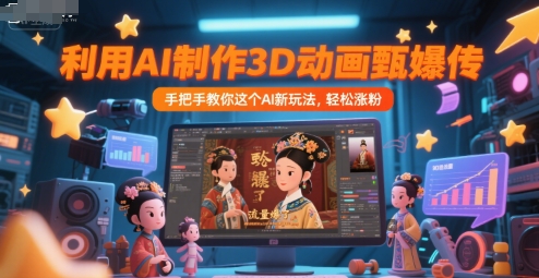 利用AI制作3D动画甄嬛传，流量爆了，手把手教你这个AI新玩法，轻松涨粉-极速网创