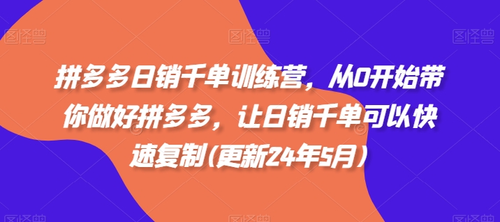 拼多多日销千单训练营，从0开始带你做好拼多多，让日销千单可以快速复制(更新25年6月)-极速网创