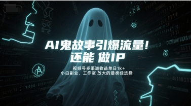 AI鬼故事引爆流量，还能做IP，视频号多渠道收益单日1k+，小白副业、工作室放大的最佳选择-极速网创