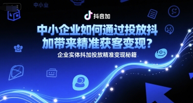 中小企业如何通过投放抖加带来精准获客变现？企业实体抖加投放精准变现秘籍-极速网创