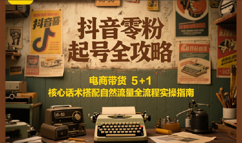 抖音零粉起号全攻略：电商带货 5+1 核心话术搭配自然流量全流程实操指南-极速网创