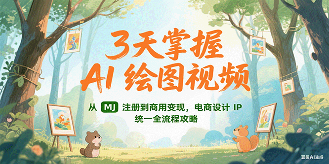 3天掌握AI绘图视频，从MJ 注册到商用变现，电商设计IP统一全流程攻略-极速网创