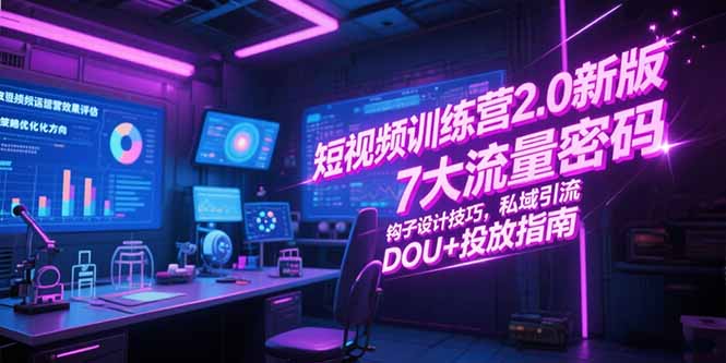 （15255期）短视频训练营2.0新版，7大流量密码/钩子设计技巧/私域引流/DOU+投放指南-极速网创
