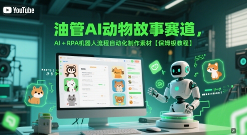 油管AI动物故事赛道，AI+RPA机器人流程自动化制作素材【保姆级教程】-极速网创