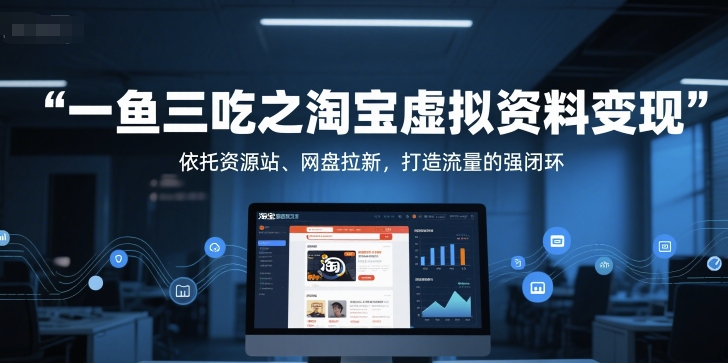 一鱼三吃之淘宝虚拟资料变现，依托资源站、网盘拉新，打造流量的强闭环-极速网创