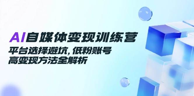 AI自媒体变现训练营，平台选择避坑，低粉账号高变现方法全解析-极速网创
