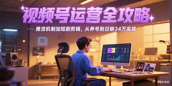 （15217期）2025视频号运营全攻略，推流机制加短剧剪辑，从养号到日销34万实战-极速网创