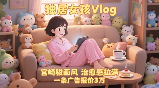 单个账号涨粉71W！用AI制作独居女孩Vlog，宫崎骏画风，治愈感拉满，一条广告报价3W-极速网创