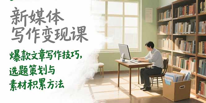 （15345期）新媒体写作变现课，爆款文章写作技巧，选题策划与素材积累方法-极速网创