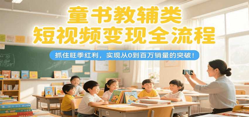 童书教辅类短视频变现全流程，抓住旺季红利，实现从0到百万销量的突破！-极速网创