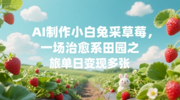 AI制作小白兔采草莓，一场治愈系田园之旅单日变现多张-极速网创
