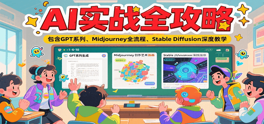 AI实战全攻略，包含GPT系列、Midjourney全流程、Stable Diffusion深度教学-极速网创