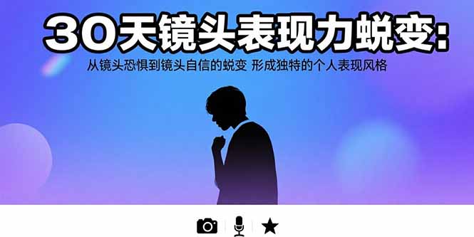 （15522期）30天镜头表现力蜕变：从镜头恐惧到镜头自信的蜕变 形成独特的个人表现风格-极速网创