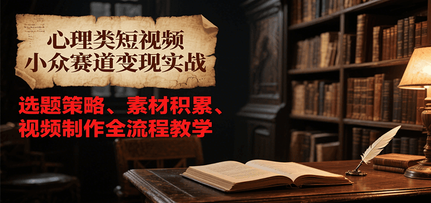 心理类短视频小众赛道变现实战，选题策略、素材积累、视频制作全流程教学-极速网创