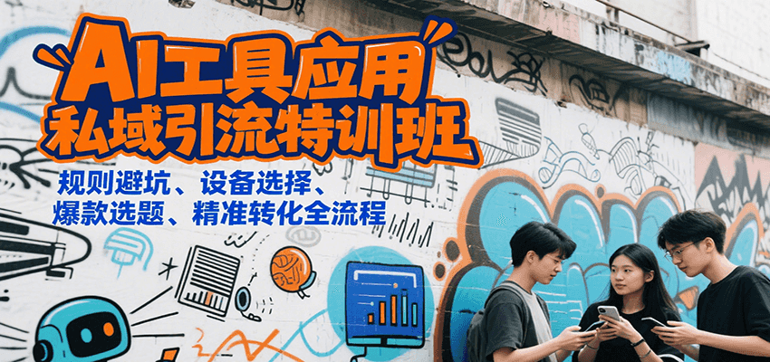 AI工具应用私域引流特训班，规则避坑、设备选择、爆款选题、精准转化全流程-极速网创