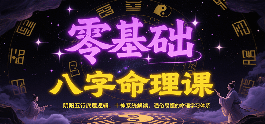 零基础八字命理课：阴阳五行底层逻辑，十神系统解读，通俗易懂的命理学习体系-极速网创