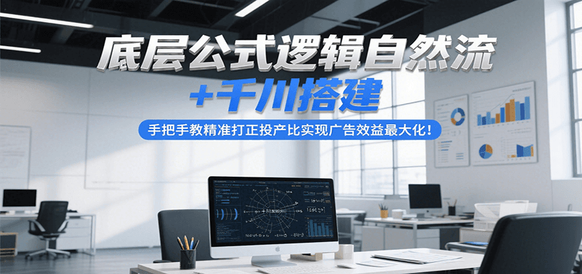 底层公式逻辑自然流+千川搭建，手把手教精准打正投产比实现广告效益最大化！-极速网创