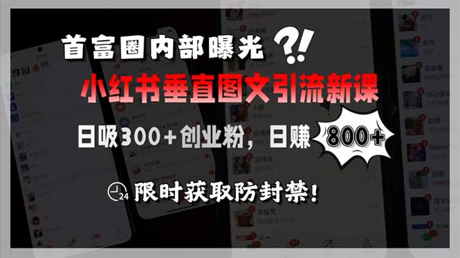 （15313期）首富圈内部曝光小红书垂直图文引流新课，日吸300+创业粉，日赚800+，限…-极速网创