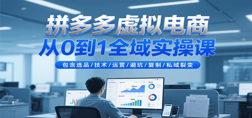 拼多多虚拟电商从0到1全域实操课，包含选品/技术/运营/避坑/复制/私域裂变-极速网创
