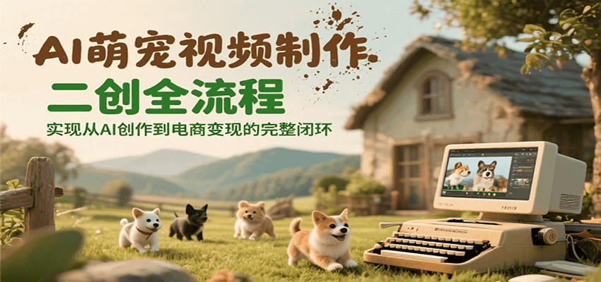 AI萌宠视频制作二创全流程，实现从AI创作到电商变现的完整闭环-极速网创
