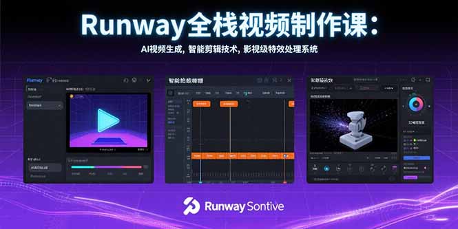 （15515期）Runway全栈视频制作课：AI视频生成，智能剪辑技术，影视级特效处理系统-极速网创