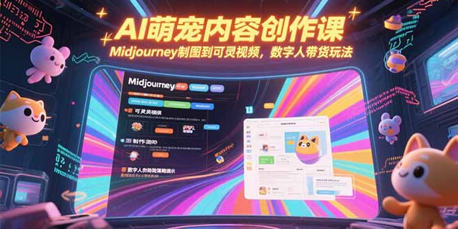 （15311期）AI萌宠内容创作课，Midjourney制图到可灵视频，数字人带货玩法-极速网创