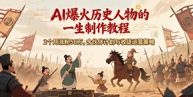 （15336期）AI历史人物赛道课程，2个月涨粉56万，含伙伴计划与收徒运营策略-极速网创